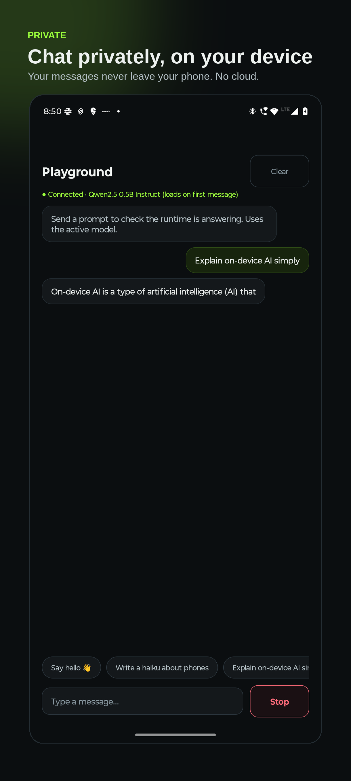 Chat privately, on your device