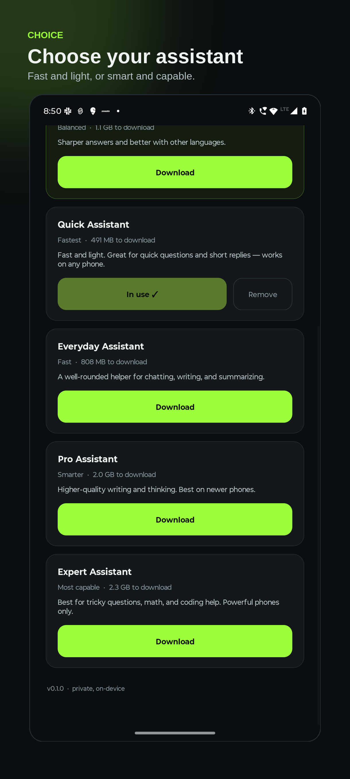 Choose your assistant